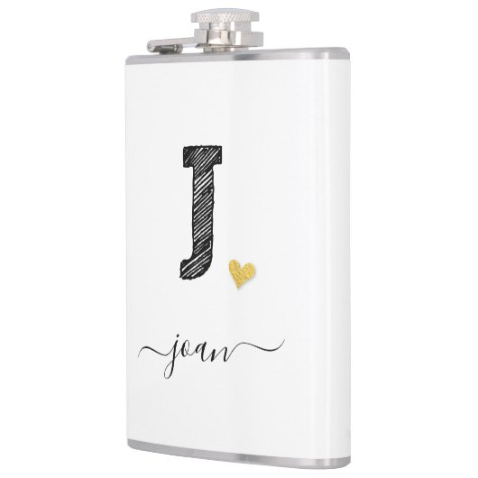 Retro Sketch Monogram J, Flask Flachmann (Links)