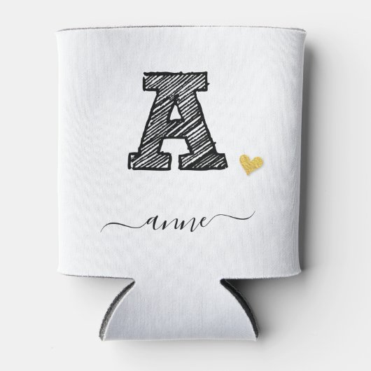 Retro Sketch Monogram Letter A, Can Cooler Dosenkühler (Vorderseite)