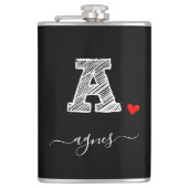 Retro Sketch Monogram Letter A, Flask Flachmann (Vorderseite)