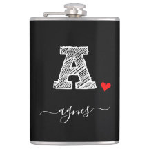Retro Sketch Monogram Letter A, Flask