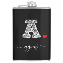 Retro Sketch Monogram Letter A, Flask Flachmann