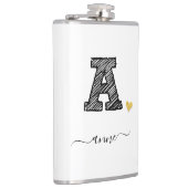 Retro Sketch Monogram Letter A, Flask Flachmann (Rechts)