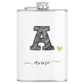 Retro Sketch Monogram Letter A, Flask Flachmann (Vorderseite)
