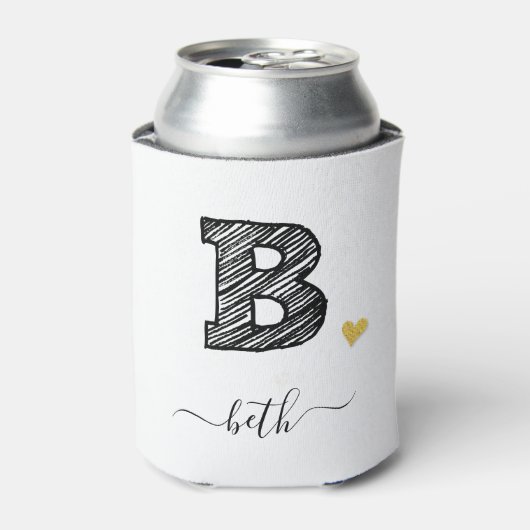 Retro Sketch Monogram Letter B, Can Cooler Dosenkühler (Kanne Vorderseite)