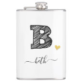 Retro Sketch Monogram Letter B, Flask Flachmann (Vorderseite)