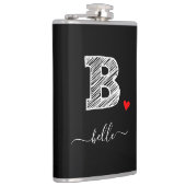Retro Sketch Monogram Letter B, Flask Flachmann (Rechts)
