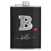 Retro Sketch Monogram Letter B, Flask Flachmann (Vorderseite)
