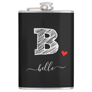 Retro Sketch Monogram Letter B, Flask Flachmann