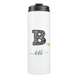 Retro Sketch Monogram Letter B, Thermal Tumbler Thermosbecher