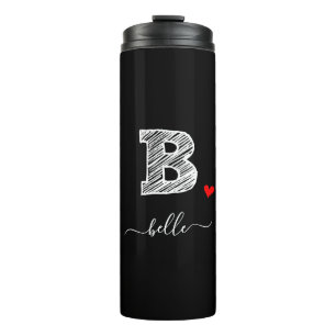 Retro Sketch Monogram Letter B, Thermal Tumbler Thermosbecher