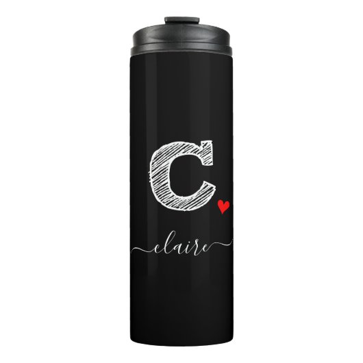Retro Sketch Monogram Letter C, Thermal Tumbler Thermosbecher (Vorderseite)