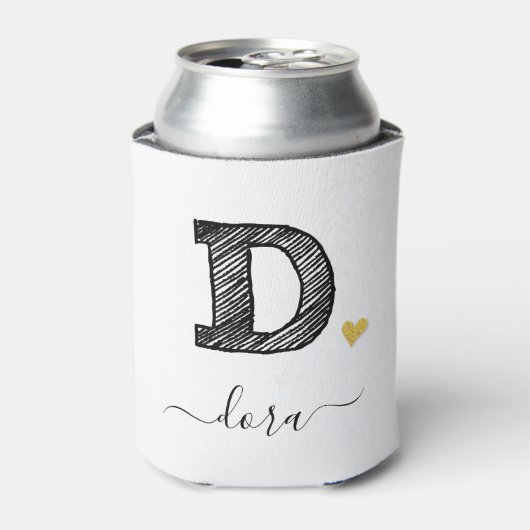 Retro Sketch Monogram Letter D, Can Cooler Dosenkühler (Kanne Vorderseite)
