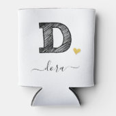 Retro Sketch Monogram Letter D, Can Cooler Dosenkühler (Vorderseite)