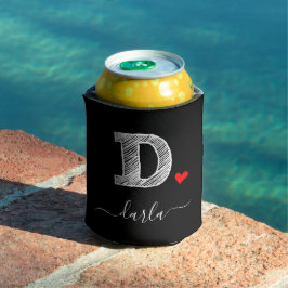 Retro Sketch Monogram Letter D, Can Cooler Dosenkühler