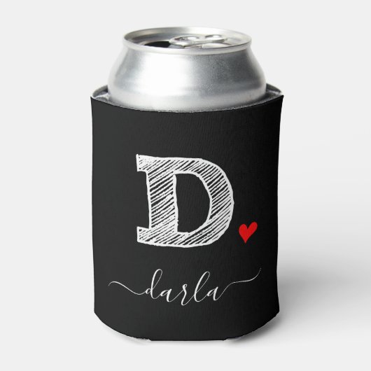 Retro Sketch Monogram Letter D, Can Cooler Dosenkühler (Kanne Vorderseite)