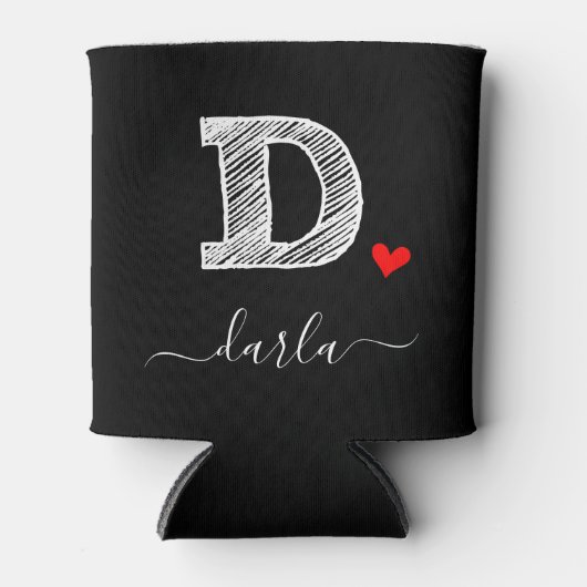 Retro Sketch Monogram Letter D, Can Cooler Dosenkühler (Vorderseite)