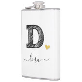 Retro Sketch Monogram Letter D, Flask Flachmann (Links)
