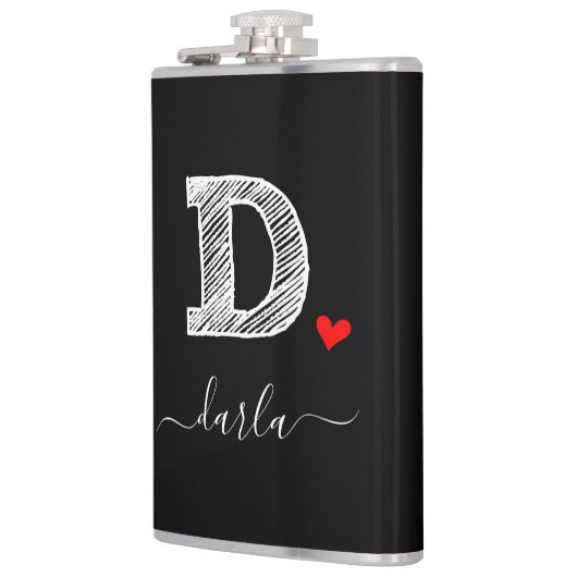 Retro Sketch Monogram Letter D, Flask Flachmann (Links)