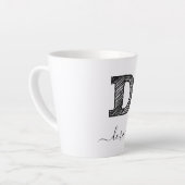 Retro Sketch Monogram Letter D, Latte Tasse (Linke Ecke)