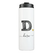 Retro Sketch Monogram Letter D, Thermal Tumbler Thermosbecher (Vorderseite)