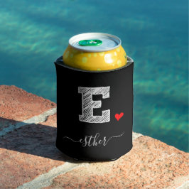 Retro Sketch Monogram Letter E, Can Cooler Dosenkühler