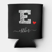 Retro Sketch Monogram Letter E, Can Cooler Dosenkühler (Vorderseite)
