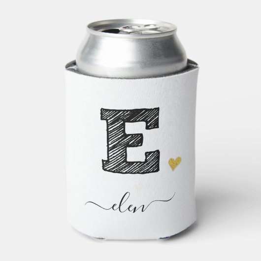 Retro Sketch Monogram Letter E, Can Cooler Dosenkühler (Kanne Vorderseite)