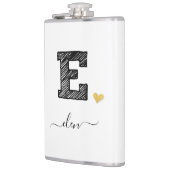Retro Sketch Monogram Letter E, Flask Flachmann (Links)