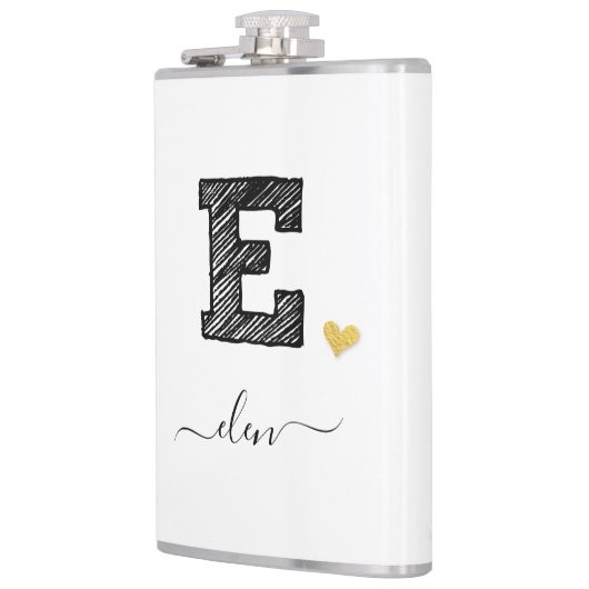 Retro Sketch Monogram Letter E, Flask Flachmann (Links)