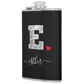Retro Sketch Monogram Letter E, Flask Flachmann (Links)
