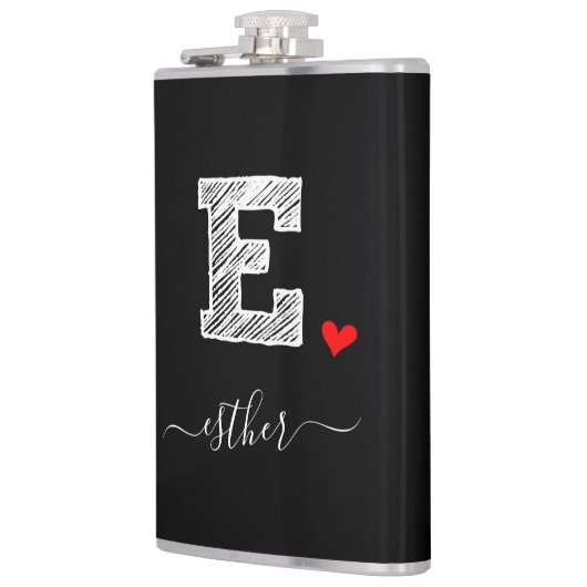Retro Sketch Monogram Letter E, Flask Flachmann (Links)
