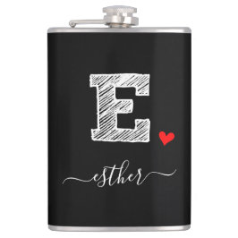 Retro Sketch Monogram Letter E, Flask Flachmann
