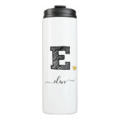 Retro Sketch Monogram Letter E, Thermal Tumbler Thermosbecher (Vorderseite)