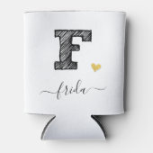 Retro Sketch Monogram Letter F, Can Cooler Dosenkühler (Vorderseite)