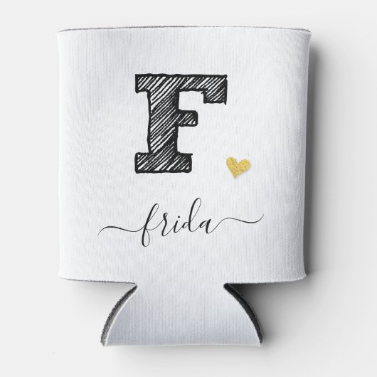Retro Sketch Monogram Letter F, Can Cooler Dosenkühler (Vorderseite)