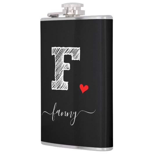 Retro Sketch Monogram Letter F, Flask Flachmann (Links)