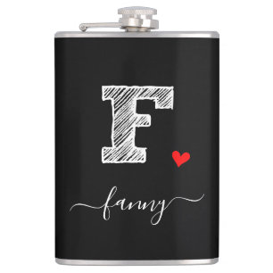 Retro Sketch Monogram Letter F, Flask Flachmann