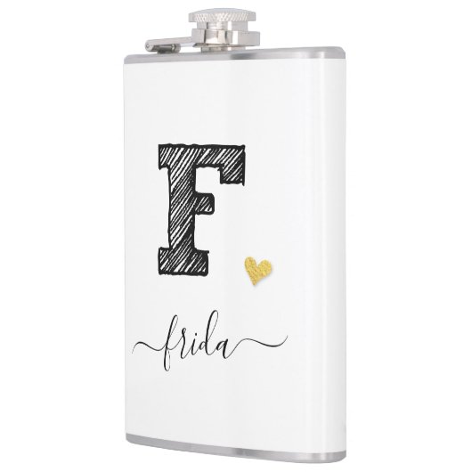 Retro Sketch Monogram Letter F, Flask Flachmann (Links)
