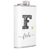 Retro Sketch Monogram Letter F, Flask Flachmann (Rechts)