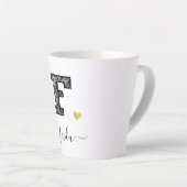 Retro Sketch Monogram Letter F, Latte Tasse (Rechte Ecke)