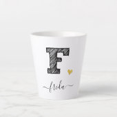 Retro Sketch Monogram Letter F, Latte Tasse (Vorderseite)