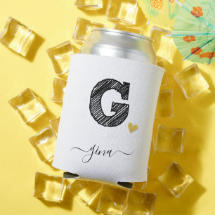 Retro Sketch Monogram Letter G, Can Cooler Dosenkühler