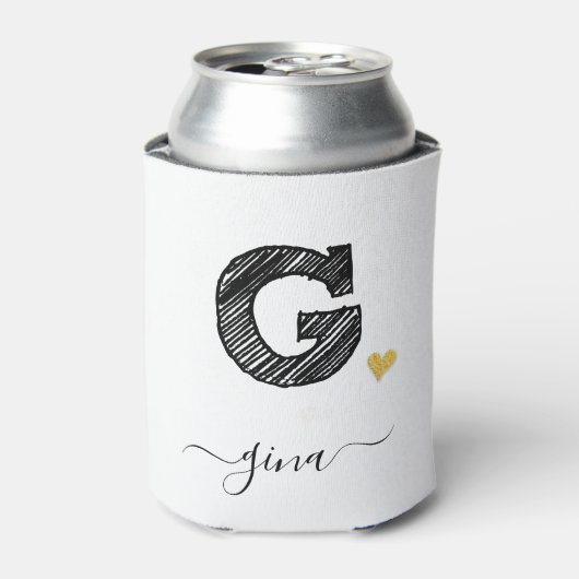 Retro Sketch Monogram Letter G, Can Cooler Dosenkühler (Kanne Vorderseite)