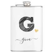 Retro Sketch Monogram Letter G, Flask Flachmann (Vorderseite)