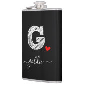 Retro Sketch Monogram Letter G, Flask Flachmann (Links)