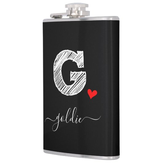 Retro Sketch Monogram Letter G, Flask Flachmann (Links)
