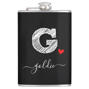 Retro Sketch Monogram Letter G, Flask Flachmann