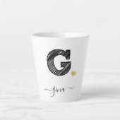 Retro Sketch Monogram Letter G, Latte Tasse (Vorderseite)