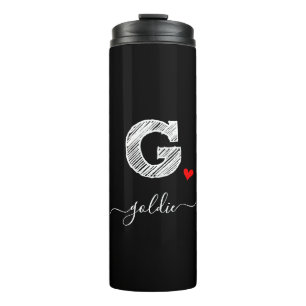 Retro Sketch Monogram Letter G, Thermal Tumbler Thermosbecher