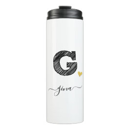 Retro Sketch Monogram Letter G, Thermal Tumbler Thermosbecher